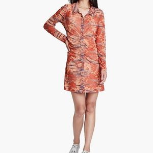 Wild Fable NWT Button-Front Mesh Dress - (Orange Tie-Dye)Size XL